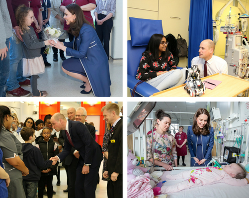 Collage of visits by HRH The Duke and Duchess of Cambridge