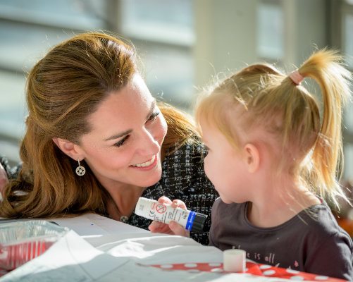 HRH The Duchess of Cambridge with an Evelina London patient