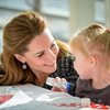 HRH The Duchess of Cambridge with an Evelina London patient during an art workshop.