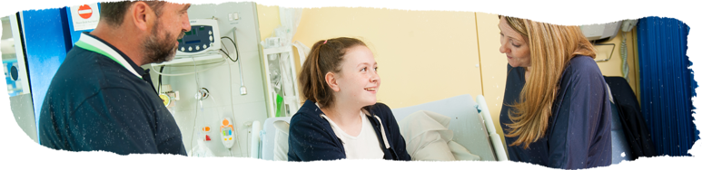 Teenager on hospital bed at Evelina London