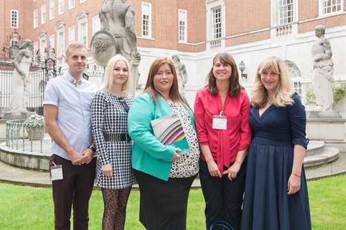 Staff at Evelina London celebrate BMA award win for Eddie Echo book