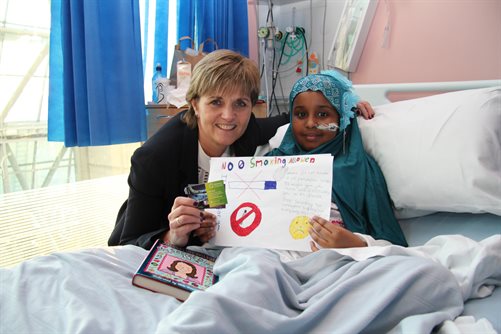 Khadija Nurr Hussein with smoking ban picture