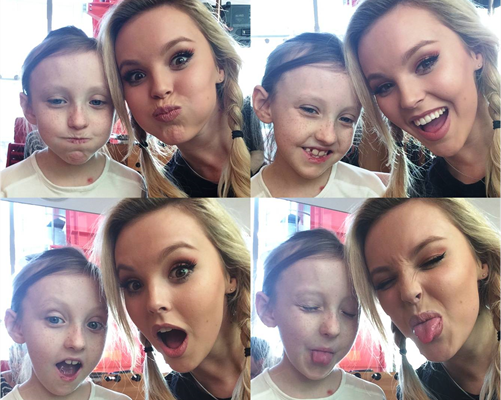 A collage of selfie pictures of Evelina London patient Rosie and Betsy Blue-English