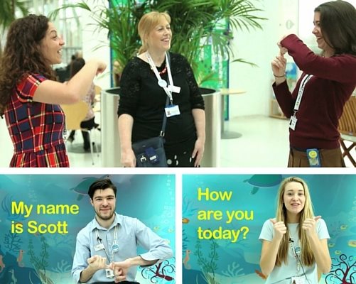People doing sign language