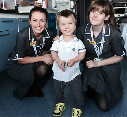 Joanna Poulter, research nurse (left), Sam Short and Emma Glass (research nurse)