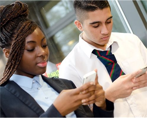 Young people texting