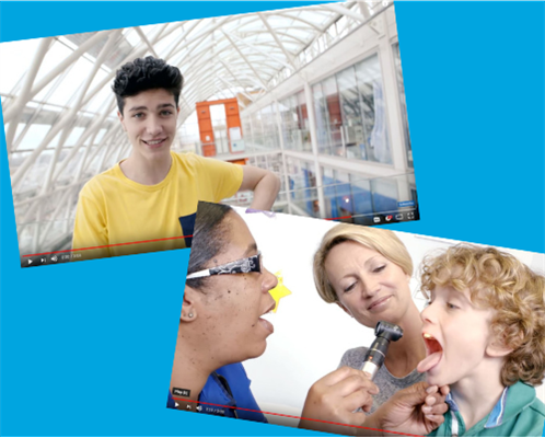 Stills from the Your Operation films showing Nathan the presenter and an example of a nurse assessment