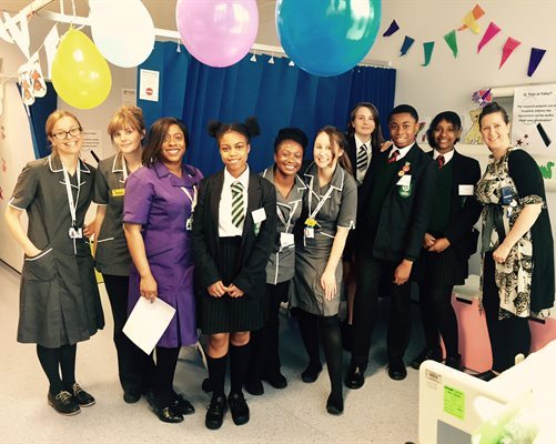 Students from a Lambeth school learning about clinical trials with the Evelina London research team