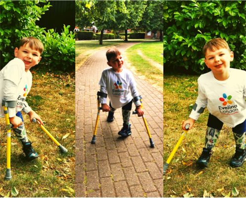Three images of Tony fundraising by walking 10km for Evelina London