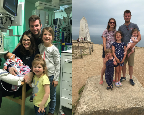 Baby Iliana and her family in both the hospital and at the beach