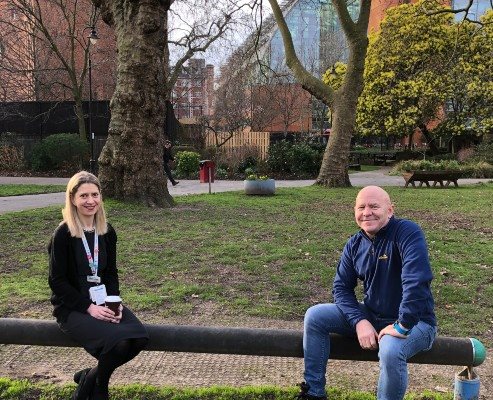 Claire and Dom outside the Evelina London hospital