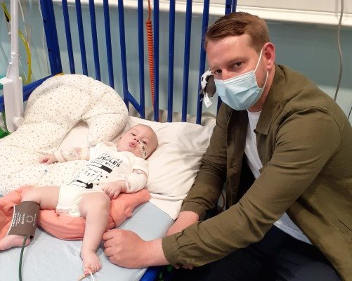Baby Arthur with his father at Evelina London