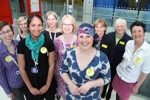 Kate Granger and staff at Evelina London on her visit in 2015