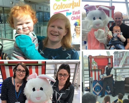 Children and staff at Evelina London enjoying the metabolic Easter party with the Easter bunny and a children&amp;#39;s entertainer
