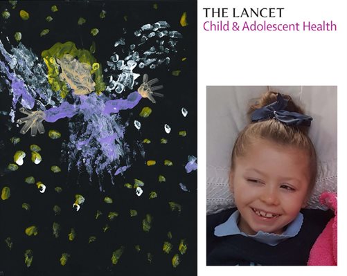 Competition winner Maryann Cleary with her artwork to feature on the front cover of The Lancet Child and Adolescent Journal