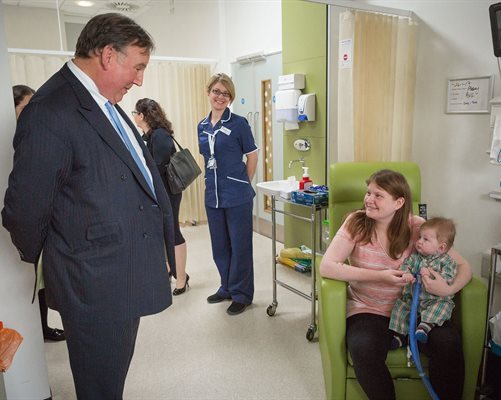 Lord Stanley Fink meets baby Noah and mum Lucy