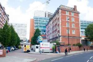 The entrance to Evelina London's hospital from Lambeth Palace Road