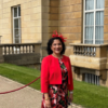 Member of Evelina London staff at a garden party