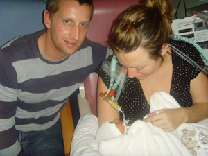 Amy, James and baby George
