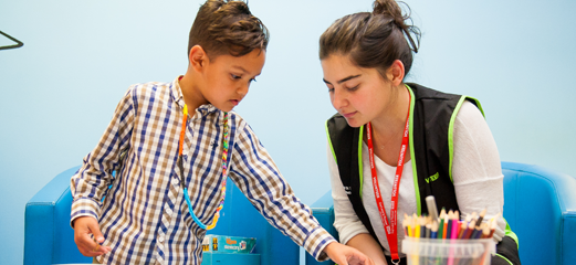 Young patient with volunteer