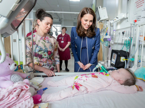 Her Royal Highness The Duchess of Cambridge with Kim Frankham and her baby daughter Kim