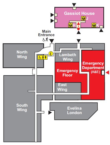 Map to Gassiot House, St Thomas'