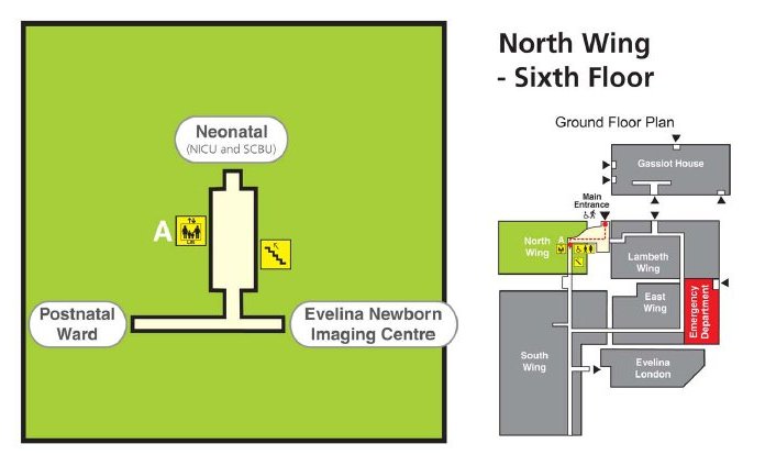 Map to the Neonatal Unit at St Thomas'