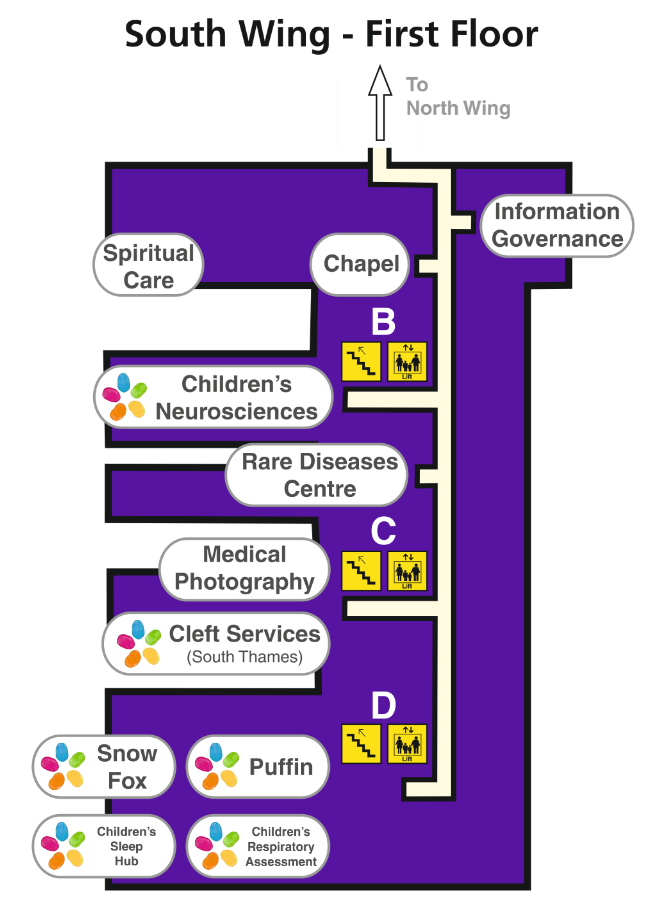 Map of First Floor, South Wing, St Thomas' Hospital (PDF 219Kb)