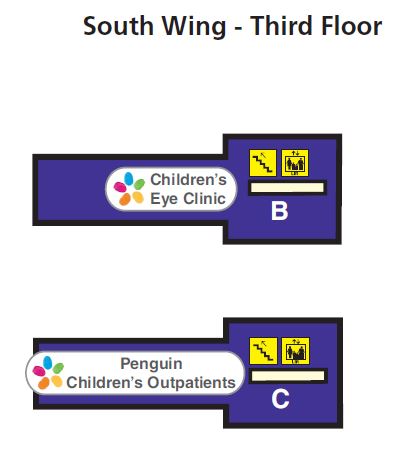 Map of Third Floor, South Wing , St Thomas' Hospital