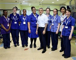 Mayor of London with nurses at Evelina London