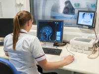 Patient on MRI scanner table