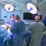 Neurologist performing surgery
